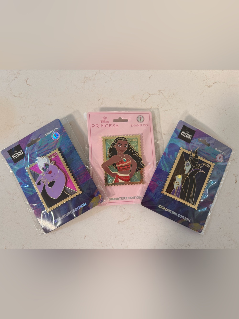 Disney Royal Stamp Wave 3 - Maleficent, Ursula, and Moana - Jumbo Pins IN HAND